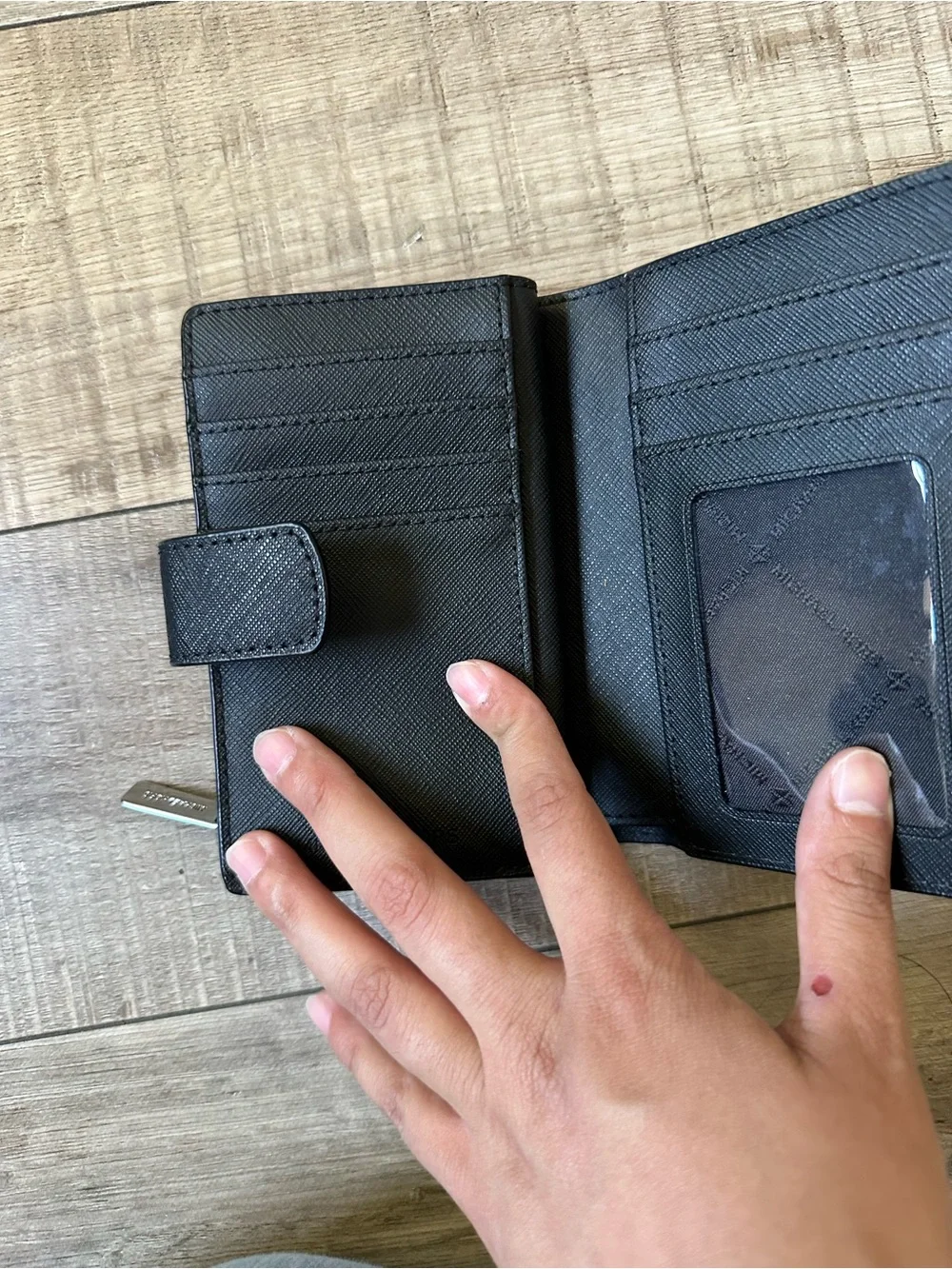 Michael Kors Black Saffiano Card Holder Wallet with Gold Logo
